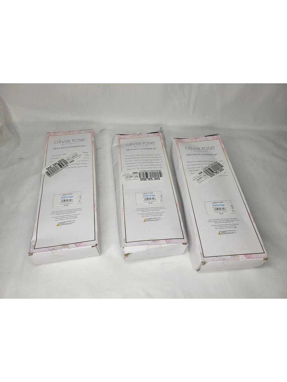 6pc Olivia Rose Mesh Body Scrub Bath Shower Back Scrubber *Distressed Packaging*
